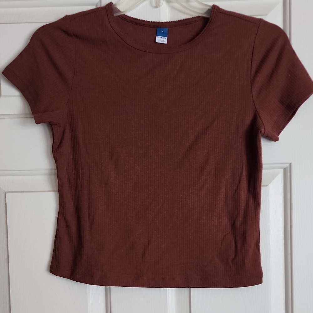 Old Navy Brown Fitted Crop T-Shirt